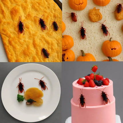 10pcs Prank Fake Roaches Model Simulation Rubber Cockroach Bug Toy Funny Trick Joke Toys Plastic Bugs Gift for Kids Creepy Decor