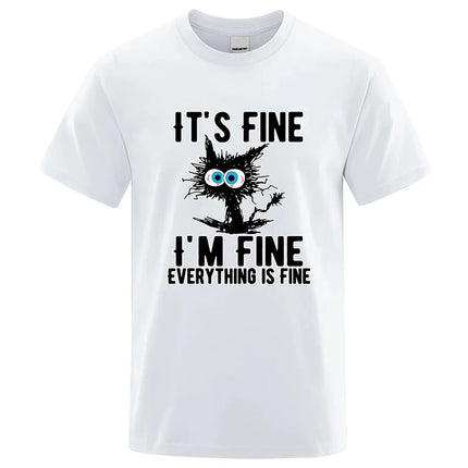 Men's High Quality T-shirt 100% Cotton Funny Cool Cat Printed T-shirt Casual Men's Short Sleeve T-shirt for Men T-Shirt Male Top