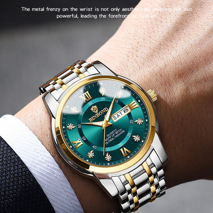 BINBOND Stainless Steel Quartz Wristwatch Top Brand Luxury Clock 3ATM Waterproof Business Men Watches Men Gifts Relojes