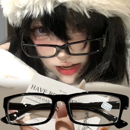 Black Square Small Frame Glasses for Women Men Y2K Japanese Harajuku Anti Blue Light Glasses Eyeglasses Cosplay Eyewear props