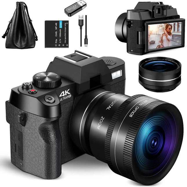 NBD Compact Digital Photography Camera4K Wireless Network Camera Retro Vlog Recorder YouTube 48MP Camera 3"flip Screen