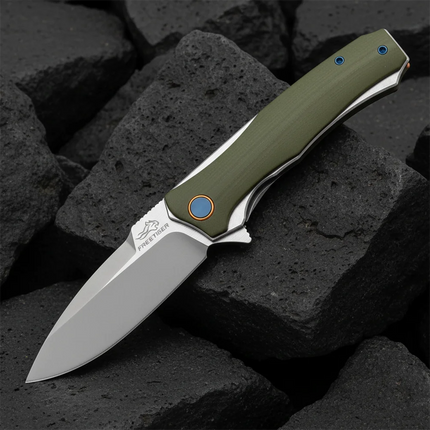 FREETIGER FT81 Folding Knife Ceramic Sandblasted D2 Blade G10/Carbon Fiber/PEI Handle Camping Hunting Survival Utility EDC Knife