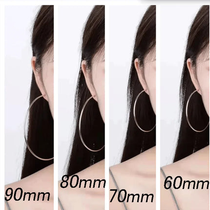 SOMILIA SOMILIA Platinum Big Hoop Earrings for Women, 925 Sterling Silver Jewelry Female Fashion Women Earrings 10-90mm For Gift