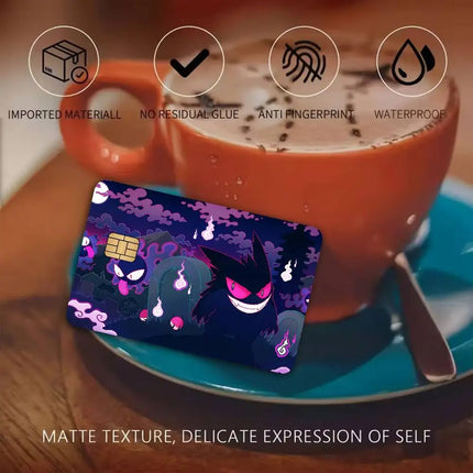 P-Pokemon Gengar Anime Diy Credit Debit Card Sticker Party Sticker Decoration Waterproof Small Chip Card Skin Sticker