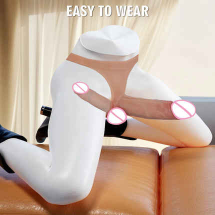 Strap-on Double Dildo Silicone Dildo Harness Solid Strapon Dildos Realistic Skin Wearable Penis Adult Sex Toys For Women Men