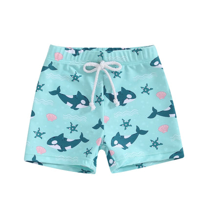 Kids Baby Boys Swim Trunks Novelty Shark Print Elastic Waist Swim Shorts Children Boys Bathing Suit Swimsuit Bottoms Swimwear