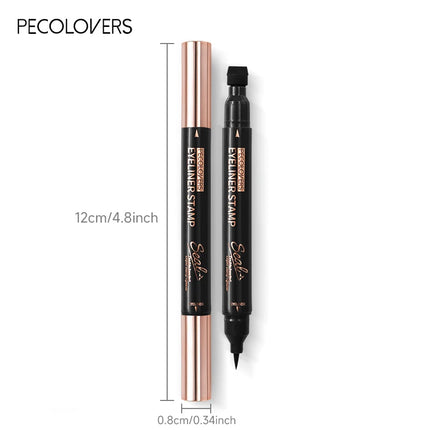 Long-lasting Stamp Black Brown Liquid Eyeliner Pen Triangle Seal Waterproof Smooth Double-ended Eyeliner Quick-drying Eye Makeup
