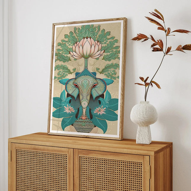 Indian Art Vintage Prints Indian Folk Wall Gallery Set Poster Peacock Elephant Canavs Painting Home Decoration
