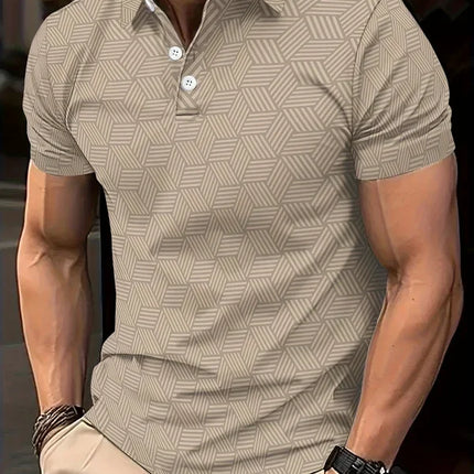 Men's summer polo shirt, black and white, polka dots, short sleeve, collar, casual, top, men's outdoor street polo shirt