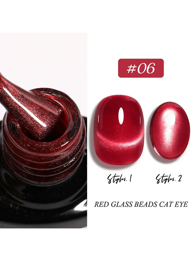 Cat Eye Enamel Ruby Glass Beads Nail Polish 9-Color Pop Cat Eye Enamel Solid Color Nail Polish Nail beauty Not Easy To Fade