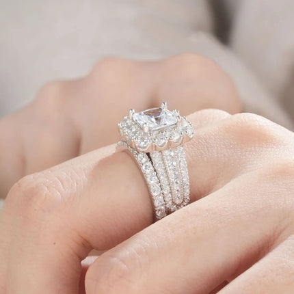 Newshe Original 925 Silver Moissanite Rings GRA Certified D Color VVS1 Diamond Wedding Ring Set for Women Luxury Jewelry