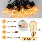 S14 Amber 1W / EU Plug / China Mainland|10M 10Bulb