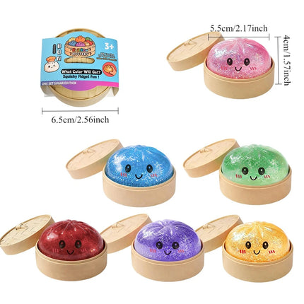Mini Glitter Dumpling Squishy with Box Dumplings Sensory Squeeze Toy for Stress Relief Random Color Cute