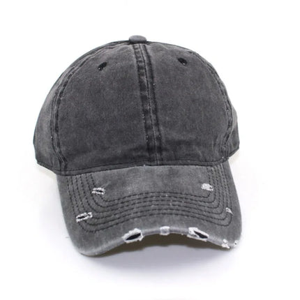 1pc Solid Distressed Perforated Mesh Washed Baseball Cap, Breathable Sun Protection Accessory For Spring and Summer，adjustable