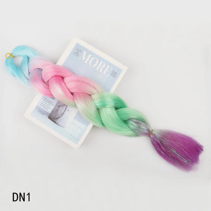 Sparkle Shiny Braiding Hair Pre Stretched Kanekalon Tinsel Crochet Hair Extensions For Girls Dazzles Women Hippie Synthetic