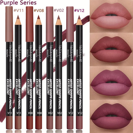 4pcs/set Matte Lipliner Pencil Set | Long-lasting, Waterproof, Brown, Purple, Pink Series, Suitable for All Skin Types
