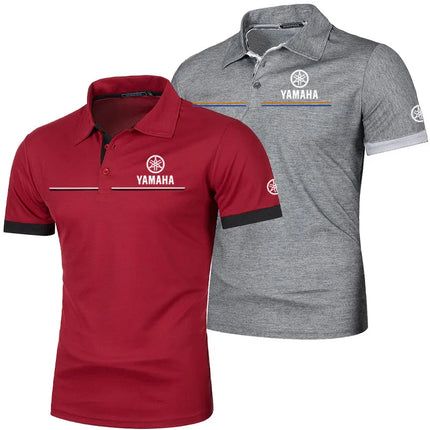 Yamaha Men's Polo Shirt Short Sleeve T-Shirt Casual Fashionable Patchwork Breathable and Comfortable Polo Shirt for Men Summer