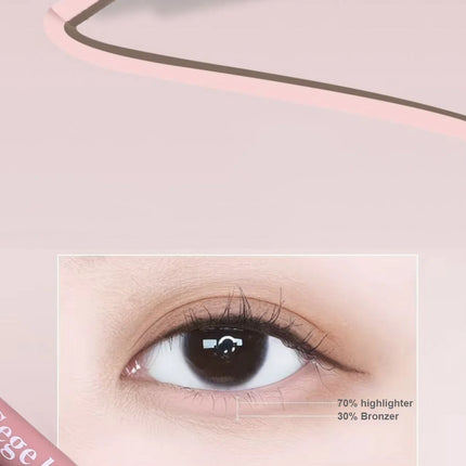 Double Ended Lying Silkworm Pencil 2 in1 Highlighter Nude Lower Eyelid Contour Aegyo-sal Eyeliner Makeup Stick with Detail Brush