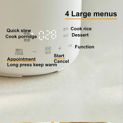 600ml Multi-function Rice Cooker Ceramic Non-stick Fast Electric Cook Pot Portable Electric Lunch Box Office Hot Meal Bento Meal