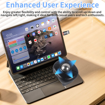 Trackball Ring Mouse Bluetooth Wireless Dual-mode Air Mouse for PPT Browsing Tiktok YouTube Novel Page Turning PC Tablet Phone