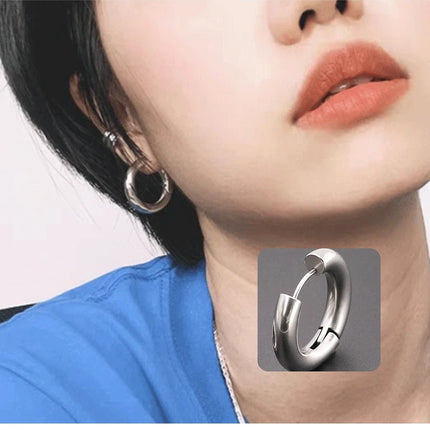 2pc Stainless Steel Small Hoop Earrings Punk Hip Hop Circle Round Huggie Hoop Earrings for Women Men Ear Ring Ear Bone Buckle