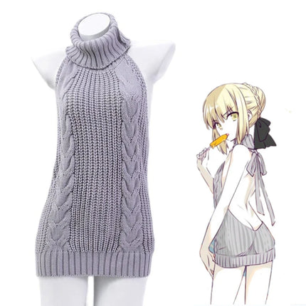 Japanese Anime Cosplay Costume Halter Sweater Dress Swimsuit Swimwear Uniform Sexy Lingerie