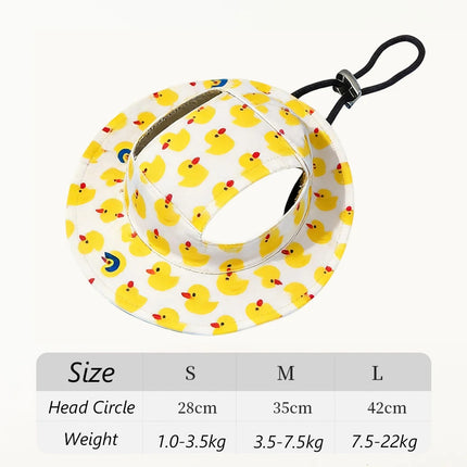 Cute Duck Printed Pet Cat Dog Hat Adjustable Cap for Cat Small Medium Puppy Corgi Pug Dachshund Outdoor Dog Costume Accessory