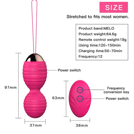 Vaginal tighten Exercise Kegel Balls 12 Speed Vibrating eggs Silicone Ben wa ball G Spot Vibrator Erotic sex toy for Women