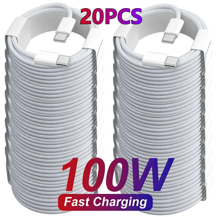 20Pcs 100W PD USB-C to USB C Fast Charger Cable For Apple iPhone 17 Pro Max 16 15 Plus 14 13 12 11 X XS Type C Quick Charging