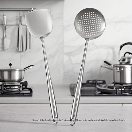 Food Stainless Steel Wok Spatula Metal kitchen utensils Slotted Turner Spoon Ladle Cooking Tools Utensil Set Kitchen Accessories