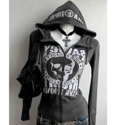 Unisex skull Y2K letter printed punk Gothic hoodie, cold resistant and warm top