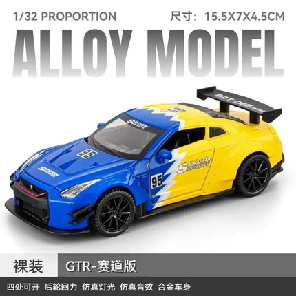 1:32 Scale GTR R34 R35 Diecast Model Alloy Toy Sport Cars Sound Light Pull Back high simulation Kid Birthday Gift Collect