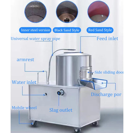 Stainless Steel High Speed Roller Cassava Ginger Carrot Potato Peel Brush Clean Fruit Vegetable Cleaning Peeling Machine