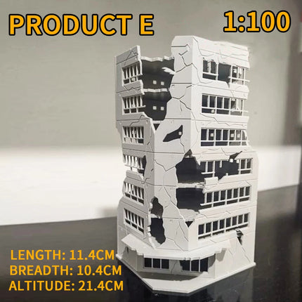 1:150 1:100 N Scale Battle Damaged Building Assembly Model Toys Military Scene Layout Materials Diorama Kits 1Pcs