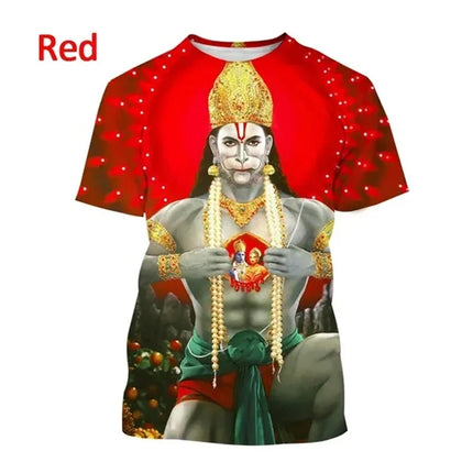 New Indian Monkey God Hanuman 3D Printed T-Shirt Men And Women Clothing Hindu Myth Figure Pattern Streetwear Top Tshirt Tees