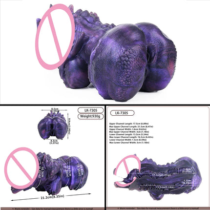 FAAK Purple Red Fantasy Monster Pocket Pussy Stroker Silicone Male Masturbator Dragon Onaholer Buttock Anal Sex Toys For Men