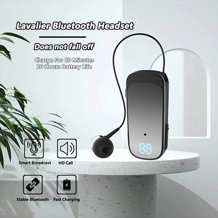 K65 Fashion Bluetooth Headset Business Retractable Lavalier Earphone Super Long Standby Single Ear Hands Free HD Call With Wire