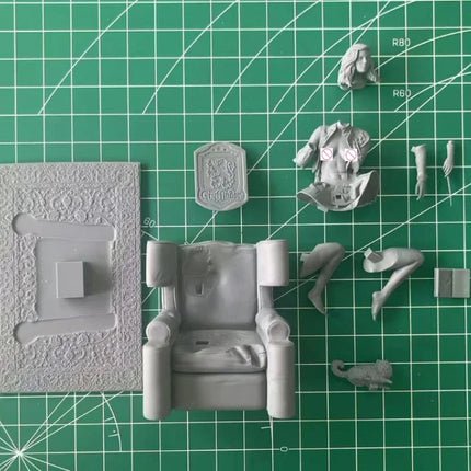 1/24 Scale DieCast Resin Figure Model Kit Wizardess on The Sofa Hobby Miniature Toys Unassembled Unpainted DIY Diorama