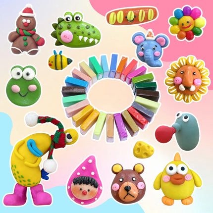 Make N Bake Polymer Clay Set Flexible Texture Oven Bake Clay 24 Color For Kids or Clay Starter