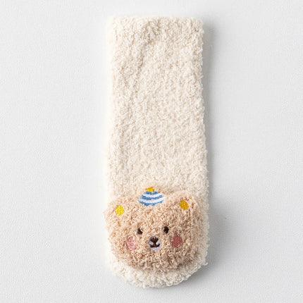 Cute Cartoon Bear Baby Sock Winter Thicken Warm Baby Boys Girls Sock Fleece Loope Todddler Kids Floor Sock