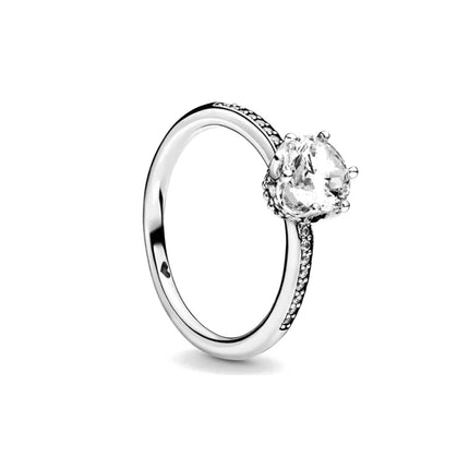 2025 New 925 Sterling Silver Shiny Classic Square Crown Heart-shaped Ring Exquisite Luxury Charm Jewelry Holiday Surprise Gifts