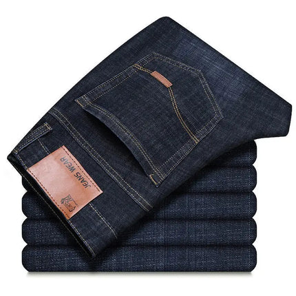 Men  Comfortable Soft Business Fashion Straight Casual Denim Trousers Male Brand Clothing Light Luxury Stretch Slim Fit Pants