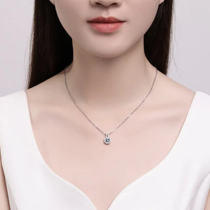 2CT Moissanite Square Necklace Pendant Women's PT950 Platinum - Polished details, lightweight, for gifting & wearing