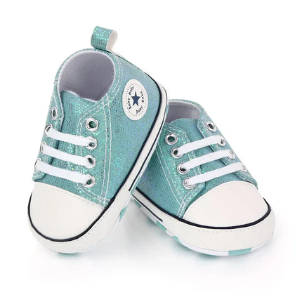 2024 Newborn Sequined Canvas Baby Sneakers Casual Baby Boys Girls Toddler Multi-Color Soft Sole Non-slip Walking Shoes