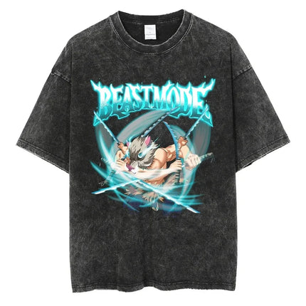 Bleach Ichigo Kurosaki T Shirt Set Men Vintage Washed Cotton Short Sleeve Tops 2025 Summer Anime Graphic Tees Hollow Mask