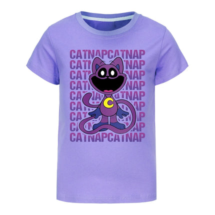 Smiling Critters T-shirt Kids Short Sleeve T-shirts Toddler Girls Cartoon Catnap Clothes Baby Boys T-shirt Children Casual Tops
