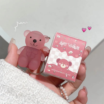 Cute Bear Velvet Lip Mud Keychain Matte Nude Red Lip Gloss Autumn Winter Non-stick Cup Lipstick Waterproof Lasting Lips Makeup