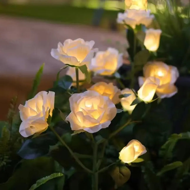 1PC Solar 5-Head Rose Flower LED Light, Outdoor Plug-in Decoration Lights, Landscape Lighting for Garden Lawn Yard Path Graveyard