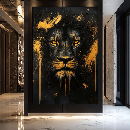 Fox Elephant Eagle Canvas Painting Black Gold Animal Print Poster Luxury Wild Animal Decoration Abstract Modern Gold Home Decor