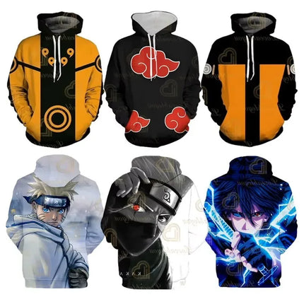 3D Kids Naruto Print Hoodie Kakashi Hatake Sasuke Hooded Pullover Cosplay Harajuku Casual Tracksuit Cool Autumn Hoodie Tops